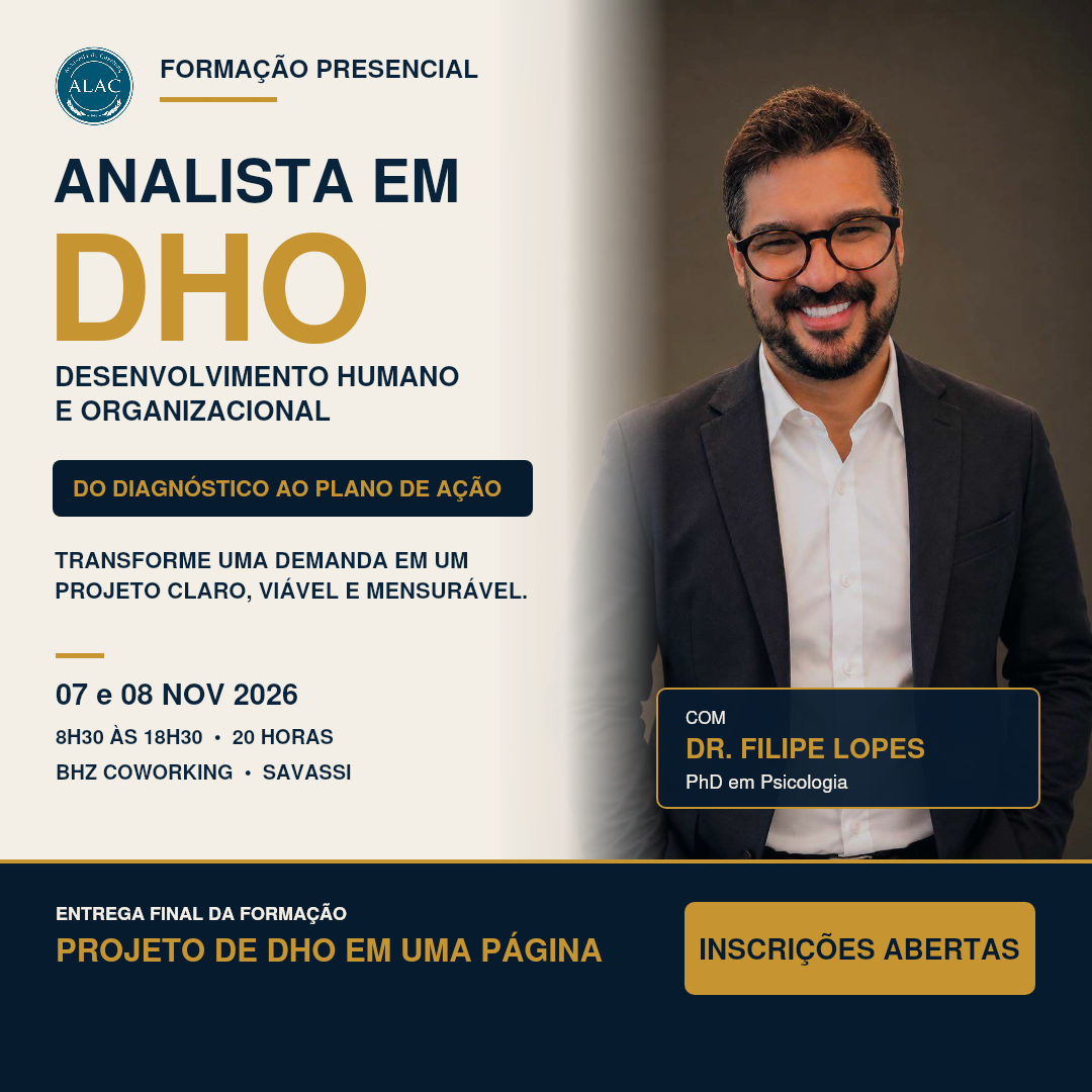 Arte oficial da formação Analista em DHO — Desenvolvimento Humano e Organizacional